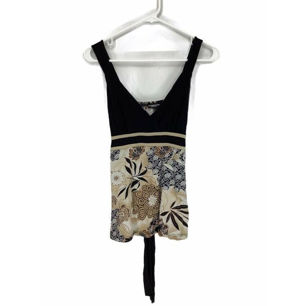 Perseption Concept Black Floral Tie Back Blouse